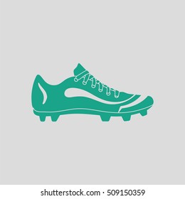 American Football Boot Icon. Gray Background With Green. Vector Illustration.