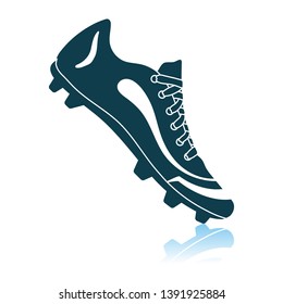 American Football Boot Icon. Shadow Reflection Design. Vector Illustration.