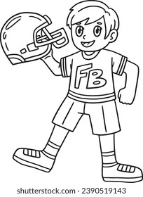 American Football Boy with Helmet Isolated 