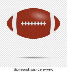 American Football, brown rugby ball. On transparent background. Eps 10