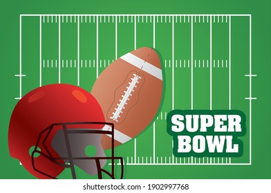 american football camp with balloon and helmet vector illustration design