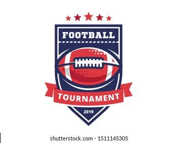 American football camp logo, emblem, designs templates with american football ball on a white background