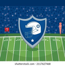 american football camp with shield scene