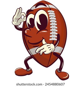 american football cartoon vector isolated clip art illustration mascot dancing while waving, vector work of hand drawn