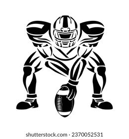 American football center player with ball. Vector template on transparent background