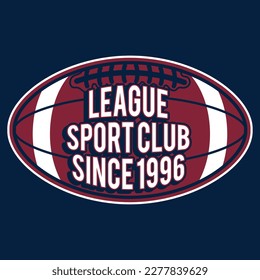 	
American football champions league badge, logo, label, insignia in retro color style. Graphic vintage design for t-shirt, web. Monochrome print isolated on a dark background. Vector illustration