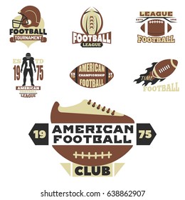 American football championship badge template for sport team with ball logo competition vector.