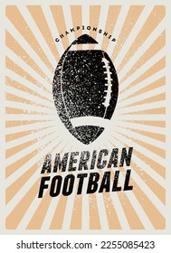 American football Championship typographical vintage grunge splatter paint style poster or emblem design. Retro vector illustration.