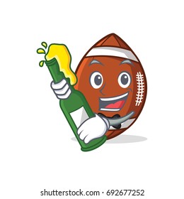 American Football Character Cartoon With Beer