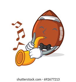 American football character cartoon with trumpet