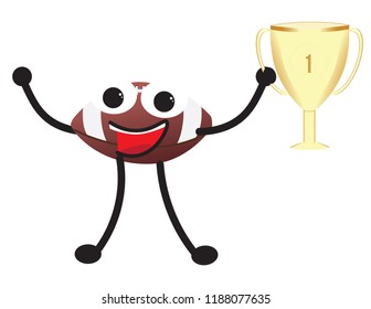 American football character holding a trophy