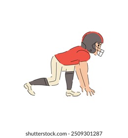 American Football character. American football player. Rugby, Football cartoon character. Vector illustration