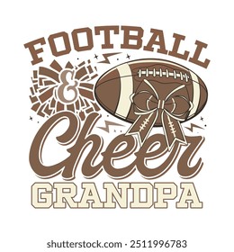 American football cheer grandpa bow design, cheer football family sayings