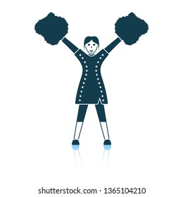 American football cheerleader girl icon. Shadow reflection design. Vector illustration.