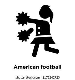 American football cheerleader jump icon vector isolated on white background, logo concept of American football cheerleader jump sign on transparent background, filled black symbol