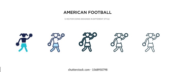 american football cheerleader jump icon in different style vector illustration. two colored and black american football cheerleader jump vector icons designed in filled, outline, line and stroke