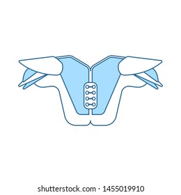 American Football Chest Protection Icon. Thin Line With Blue Fill Design. Vector Illustration.