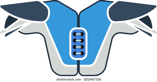 American Football Chest Protection Icon. Flat Color Design. Vector Illustration.