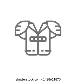 American football chest protection line icon.