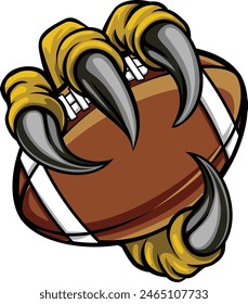 An American Football claw sports illustration of an eagle or animal monster hand holding ball