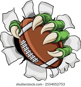 An American Football claw sports illustration of an eagle or animal monster hand holding ball