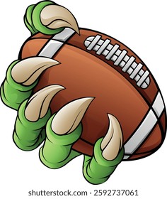 An American Football claw sports illustration of an eagle or animal monster hand holding ball