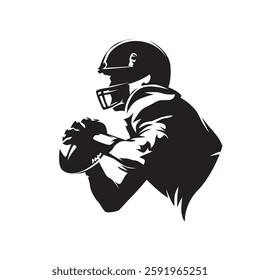 American football clip art, football player, isolated vector silhouette. American football high contrast logo. Side view