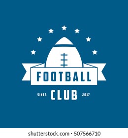 American Football Club Emblem Flat Icon On Blue Background