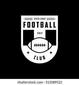 American Football Club Emblem Flat Icon On Black Background