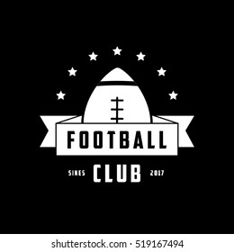 American Football Club Emblem Flat Icon On Black Background