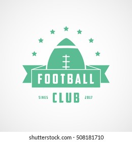 American Football Club Emblem Green Flat Icon On White Background