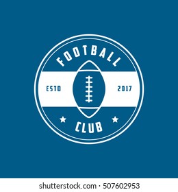 American Football Club Emblem Line Icon On Blue Background