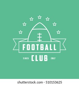 American Football Club Emblem Line Icon On Green Background