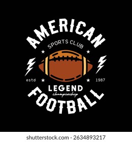 American football club emblem. Original vector illustration in vintage style. T-shirt design. Hand drawn, not AI
