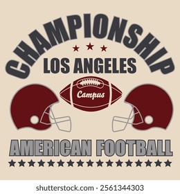 American football club sticker, patch. Vector for shirt, logo, print, stamp, tee, patch Design with football helmet ball