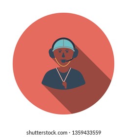 American football coach icon. Flat color design. Vector illustration.