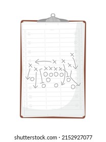 american football coach tactic in clipboard