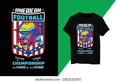 American football college league championship t-shirt Vector 