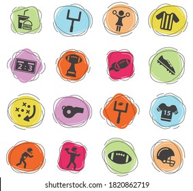 American football color vector icons for web and user interface