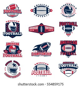 American Football Colored Badges Set Vintage Stock Vector (Royalty Free ...