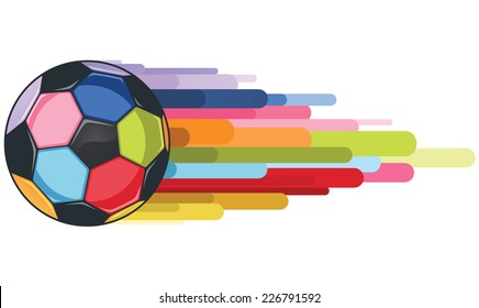 American Football colorful ball vector illustration. Violet, blue, pink, orange, green, light blue, red, orange and yellow.