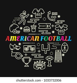 american football colorful gradient with line icons set, vector editable stroke