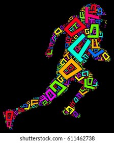 American football colorful word cloud typography