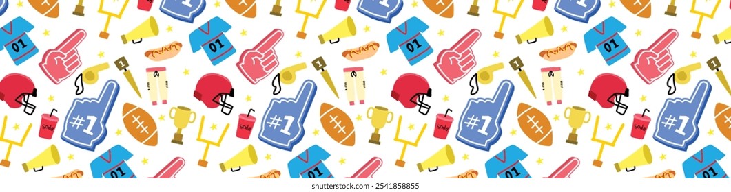 american football colorfull pattern doodle seamless pattern background cute transparent