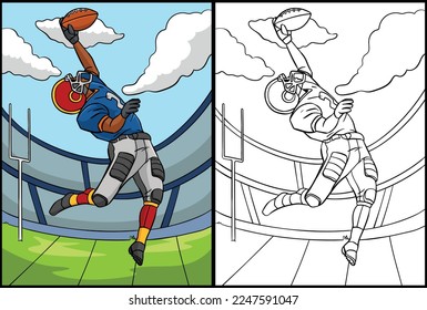 American Football Coloring Page Illustration