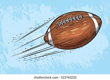 American football coloring vector illustration. Ink draw vector illustration. Engraving vector.