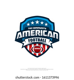 American Football Community Logo With A Badge Style