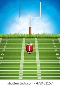 American football concept with goalpost and ball. Vector illustration