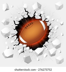 American football with cracked background. Vector
