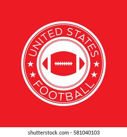 An American football crest in vector format. This round shield features stars, text that says United States, and a foot ball.